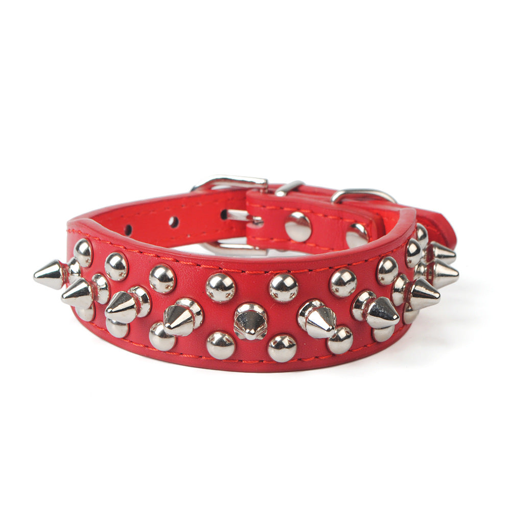KFX-2705469 Rivet Adjustable PU Pet Collar - Multiple Sizes for Comfort and Fit