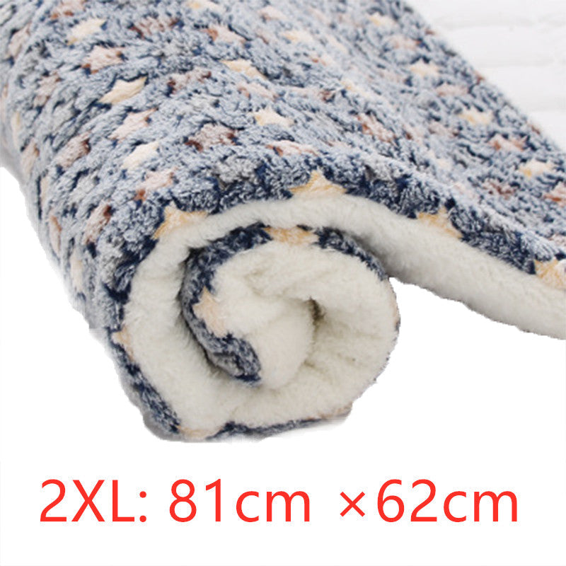 KFX-2707517 Cozy Flannel & Berber Fleece Pet Dog Cat Kennel Mat Blanket - Multiple Sizes Available