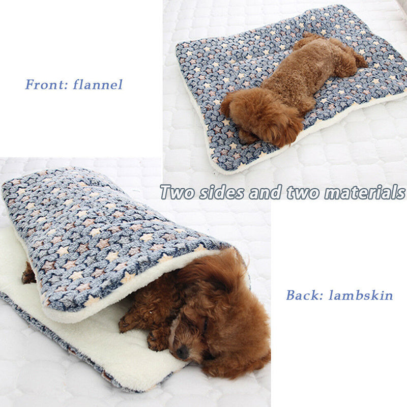 KFX-2707517 Cozy Flannel & Berber Fleece Pet Dog Cat Kennel Mat Blanket - Multiple Sizes Available