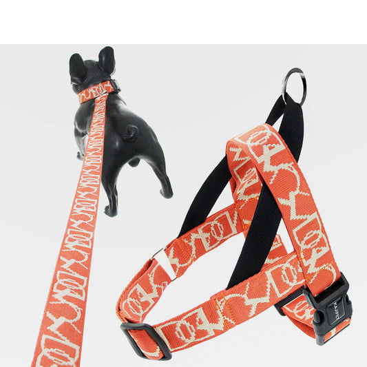 KFX-2708541 Adjustable Nylon Vest-style Collar and Chest Strap Set for Small to Medium Dogs