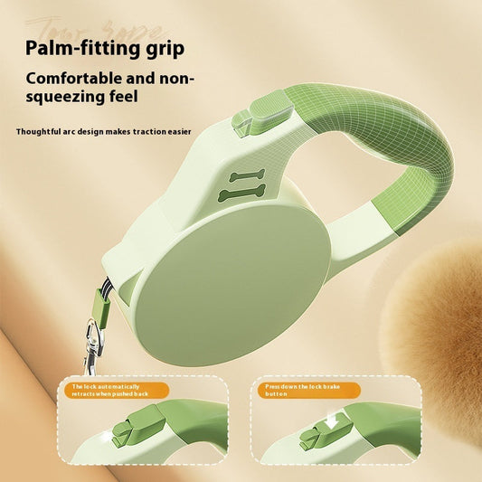 KFX-2709053 Retractable Handheld Pet Leash for Small and Medium-Sized Dogs, ABS Material, Green and Yellow