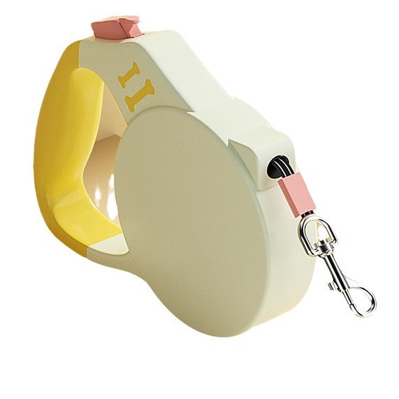 KFX-2709053 Retractable Handheld Pet Leash for Small and Medium-Sized Dogs, ABS Material, Green and Yellow