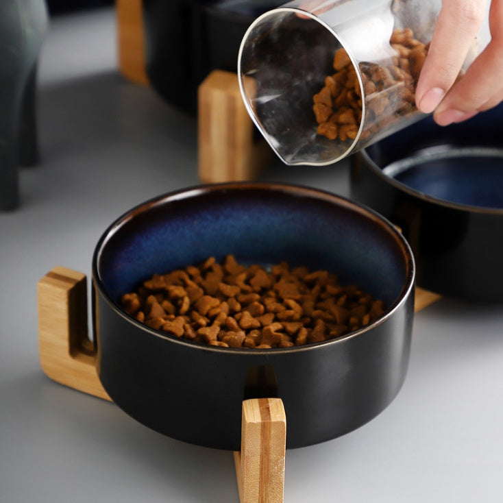 KFX-2709437 Elegant Ceramic Cat Food Bowl - Stain-Resistant, Easy to Clean, Durable Design