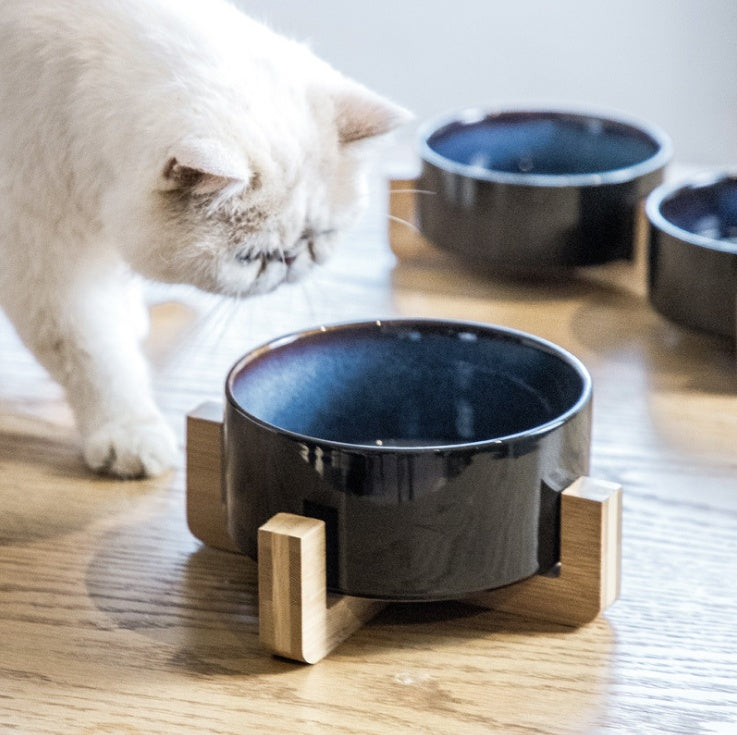 KFX-2709437 Elegant Ceramic Cat Food Bowl - Stain-Resistant, Easy to Clean, Durable Design