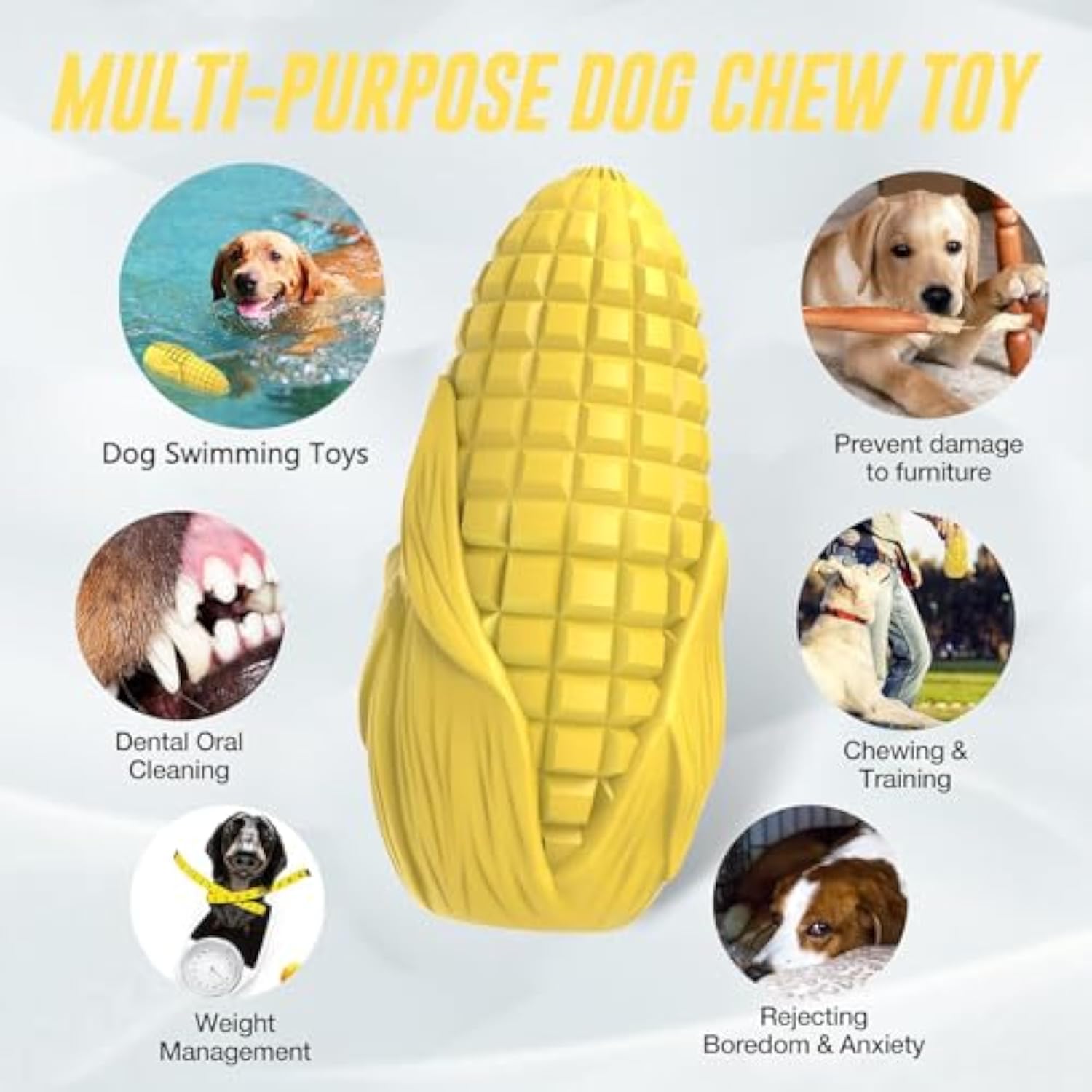 KFX-2710717 Durable Squeaky Dog Chew Toy for Aggressive Chewers - Interactive Corn Stick Design for Medium and Large Breeds