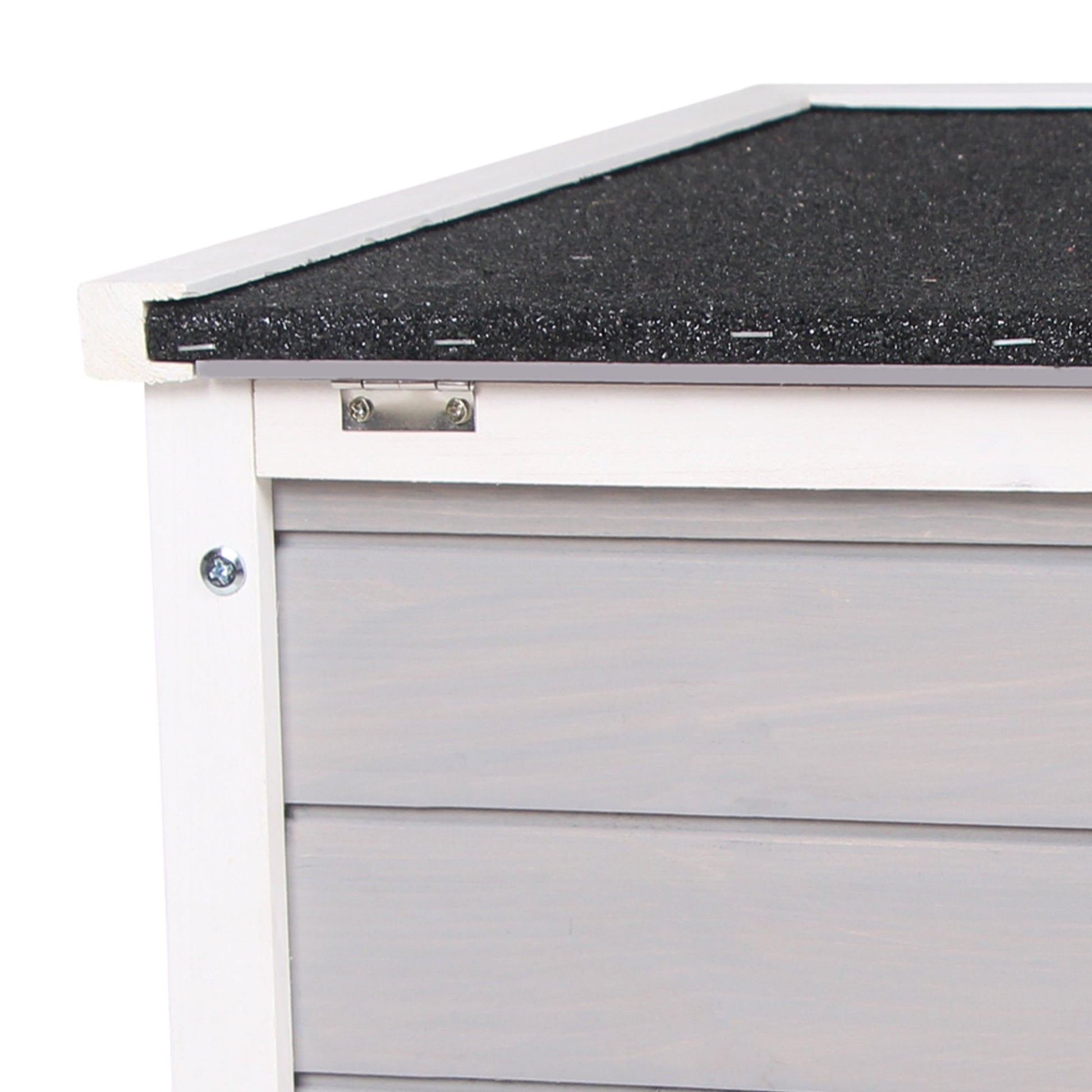 KFX-2712893 Gray Wooden Rabbit Hutch with Openable Waterproof Roof for Small Pets and Animals