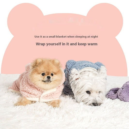 KFX-2714813 Cute Cotton Velvet Bear Cloak for Pets - Warm Sleeping Blanket in Multiple Colors and Sizes