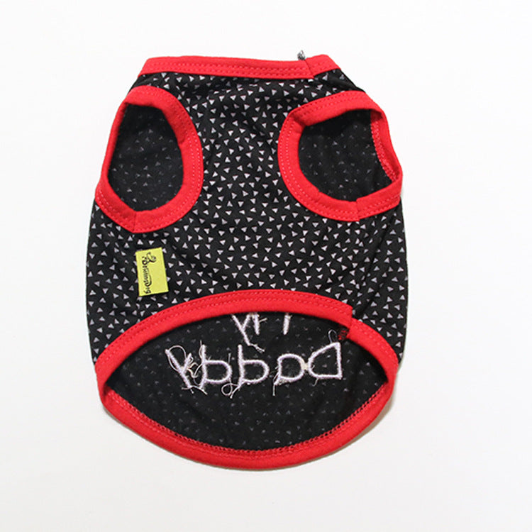 KFX-2717373 Sleeveless Summer Dog Vest with "I Love My Mom and Dad" Design in Casual Style