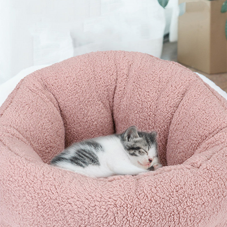 KFX-2719037 Washable Pet Cotton Wool Nest - Soft Cloth Kennel in Brown, Beige, Light Brown, Silver Gray, Skin Pink - 42x28 cm