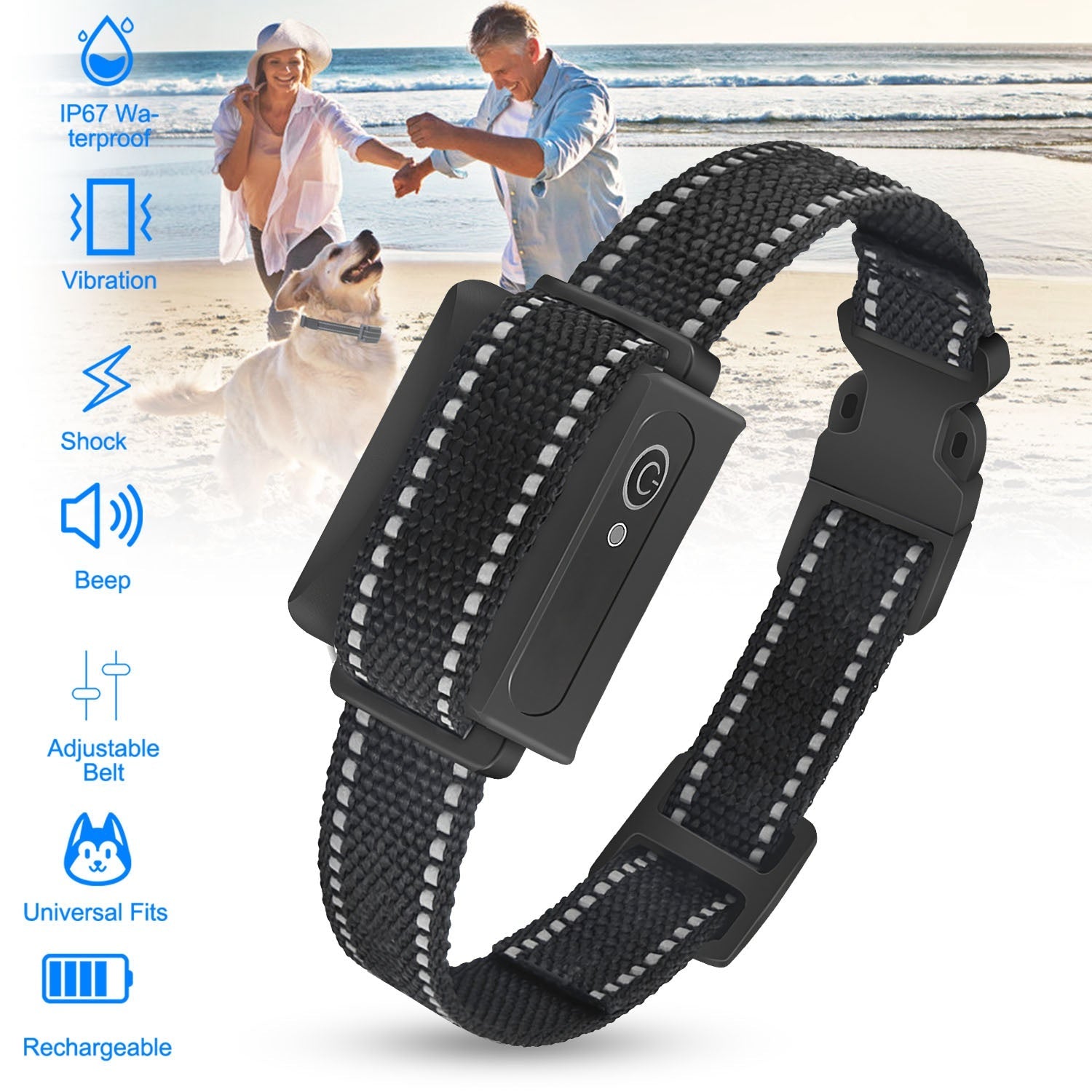KFX-2720445 Rechargeable Dog Training Collar with Beep, Vibration, and Shock Modes, IP67 Waterproof, 3280FT Range, 3 Channels