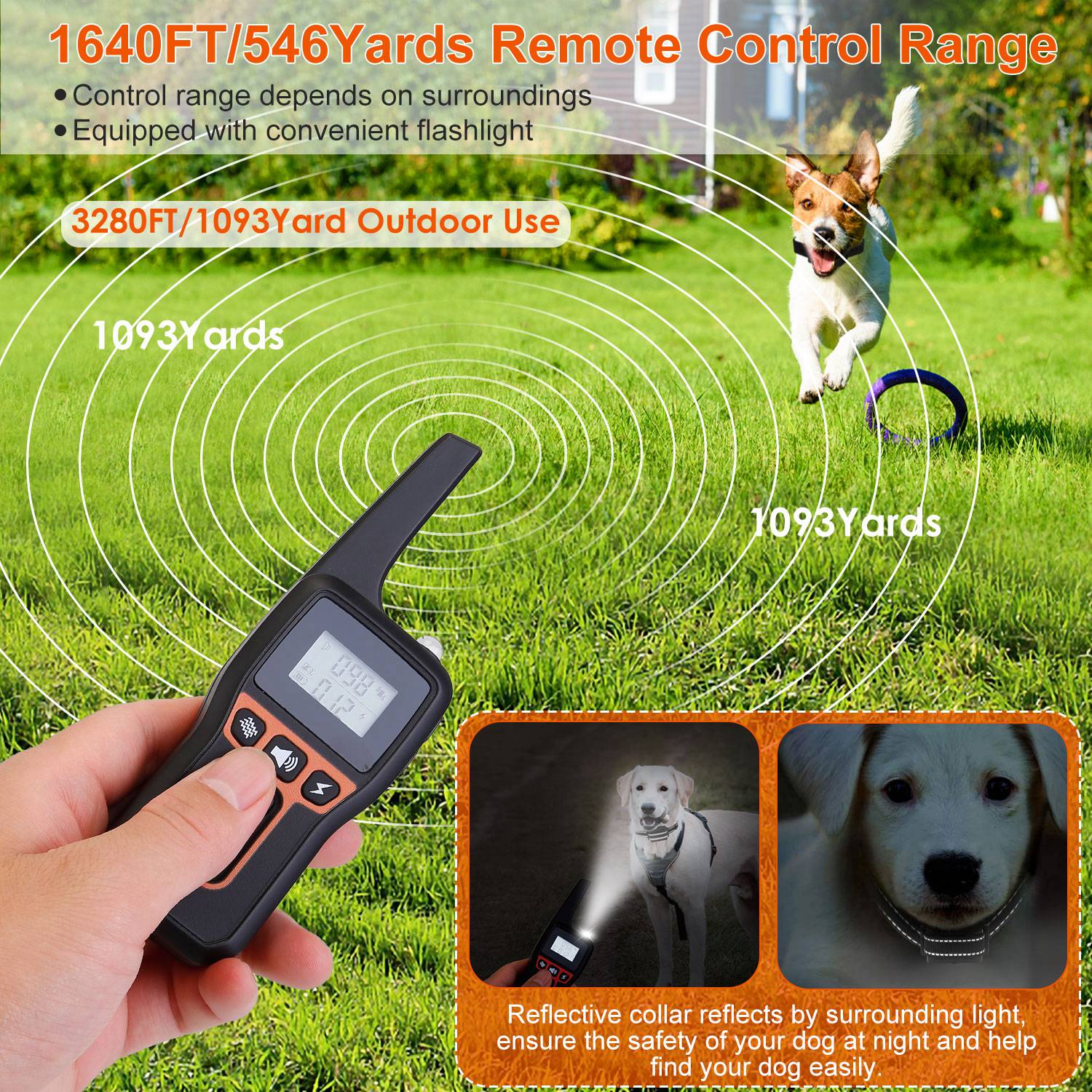 KFX-2720445 Rechargeable Dog Training Collar with Beep, Vibration, and Shock Modes, IP67 Waterproof, 3280FT Range, 3 Channels