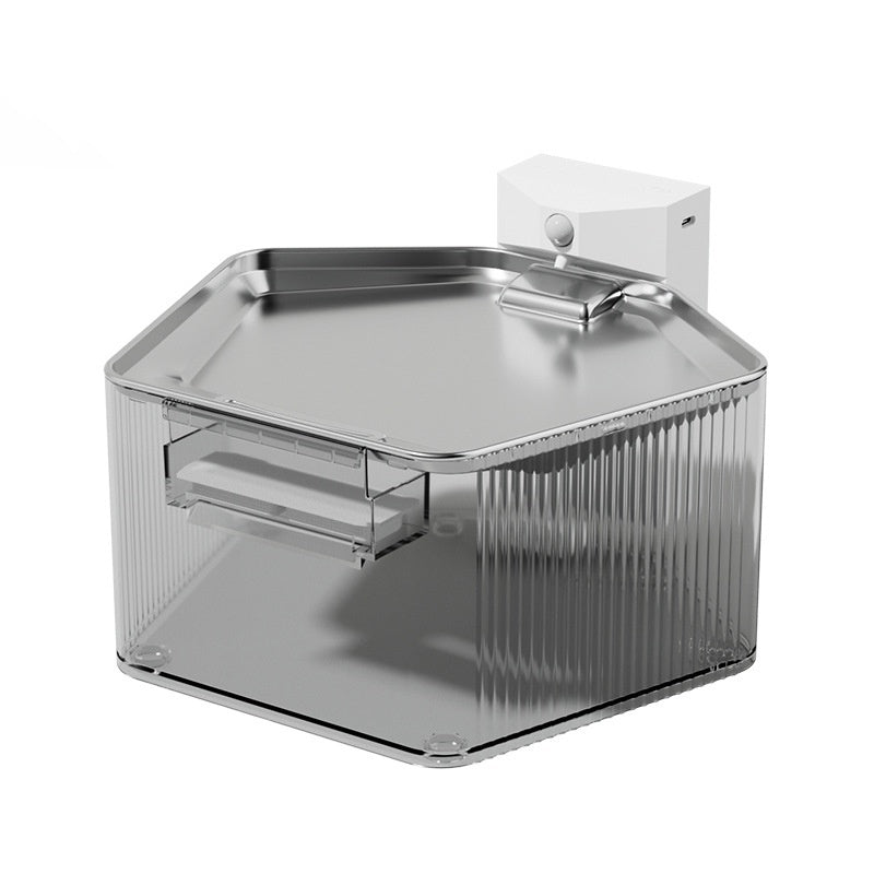 KFX-2720829 Stainless Steel Pet Induction Water Fountain - Wireless Design with Charging Cable