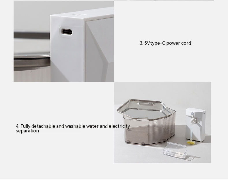 KFX-2720829 Stainless Steel Pet Induction Water Fountain - Wireless Design with Charging Cable