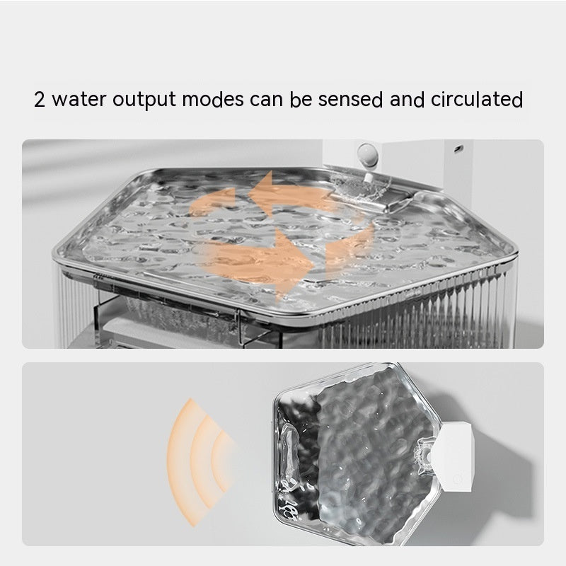 KFX-2720829 Stainless Steel Pet Induction Water Fountain - Wireless Design with Charging Cable