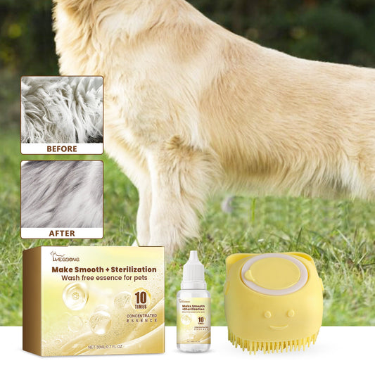 KFX-2722621 Wash-Free Pet Serum Set with Bath Brush - 30ml