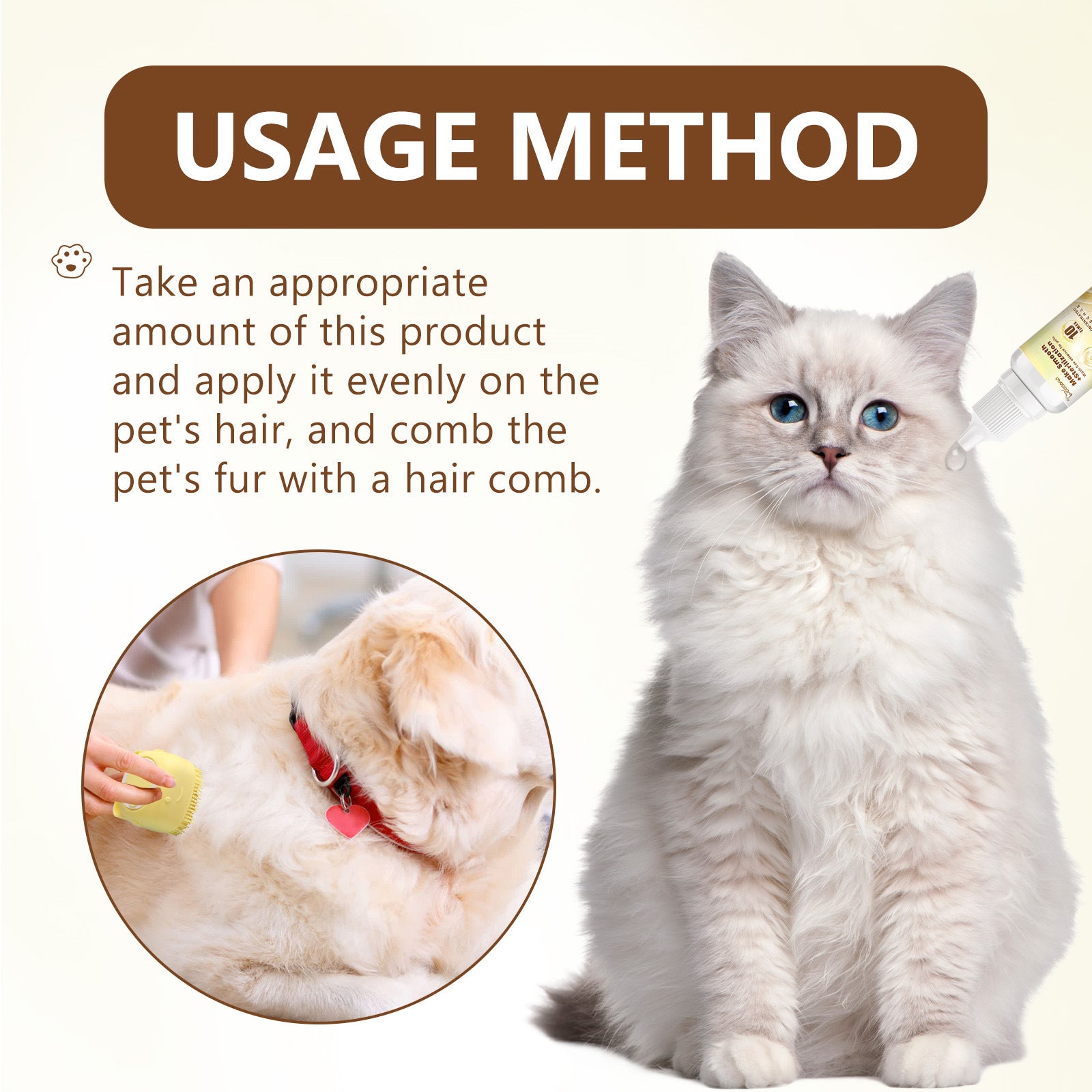 KFX-2722621 Wash-Free Pet Serum Set with Bath Brush - 30ml