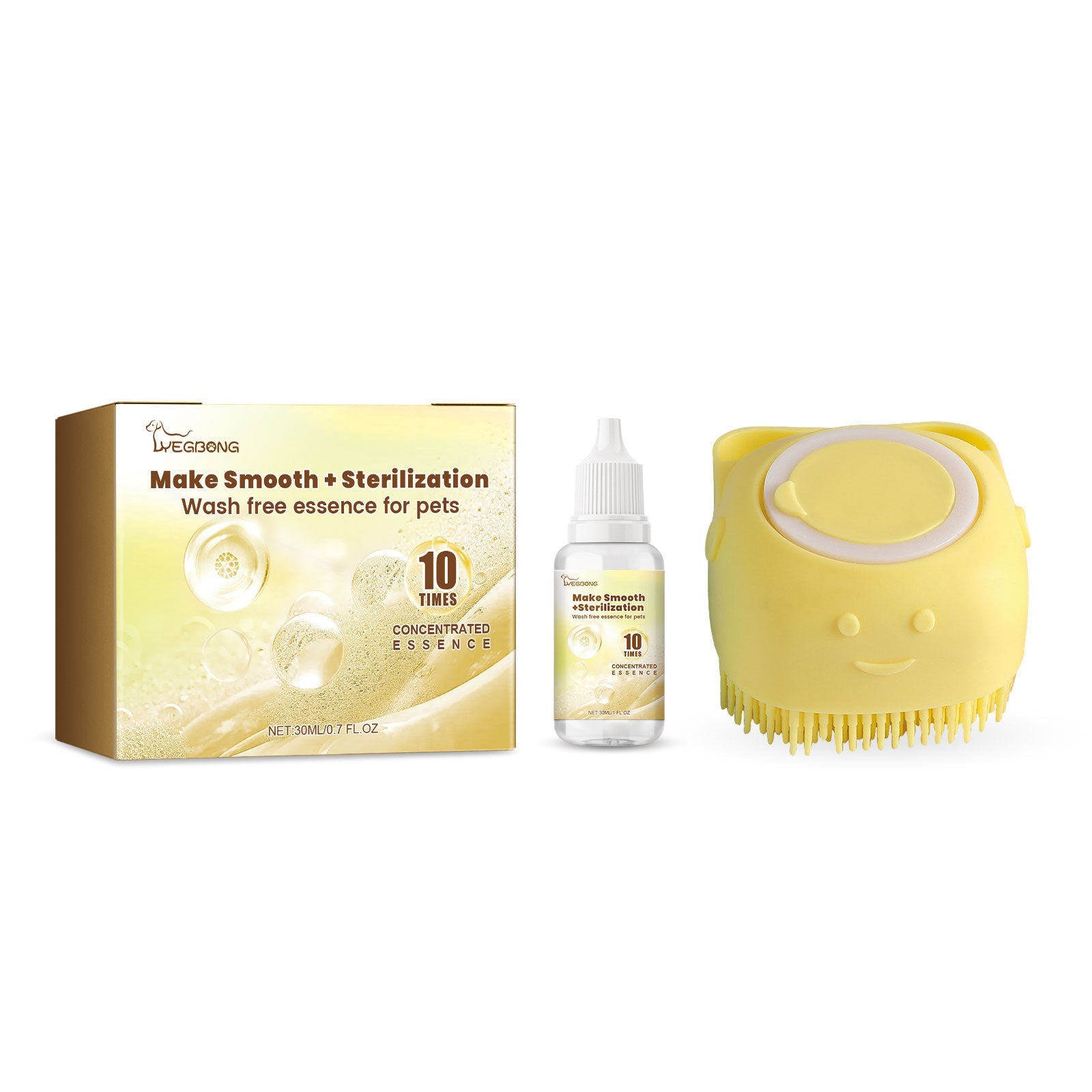 KFX-2722621 Wash-Free Pet Serum Set with Bath Brush - 30ml