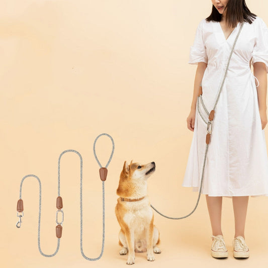 KFX-2724541 Light Grey Nylon Crossbody Lead Rope for Hands-Free Running