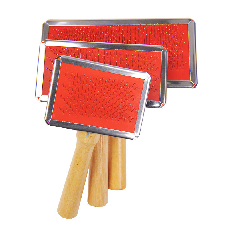 KFX-2726333 Solid Wood Pet Comb for Cats and Dogs - Needle Comb with Wooden Handle, Multiple Sizes Available