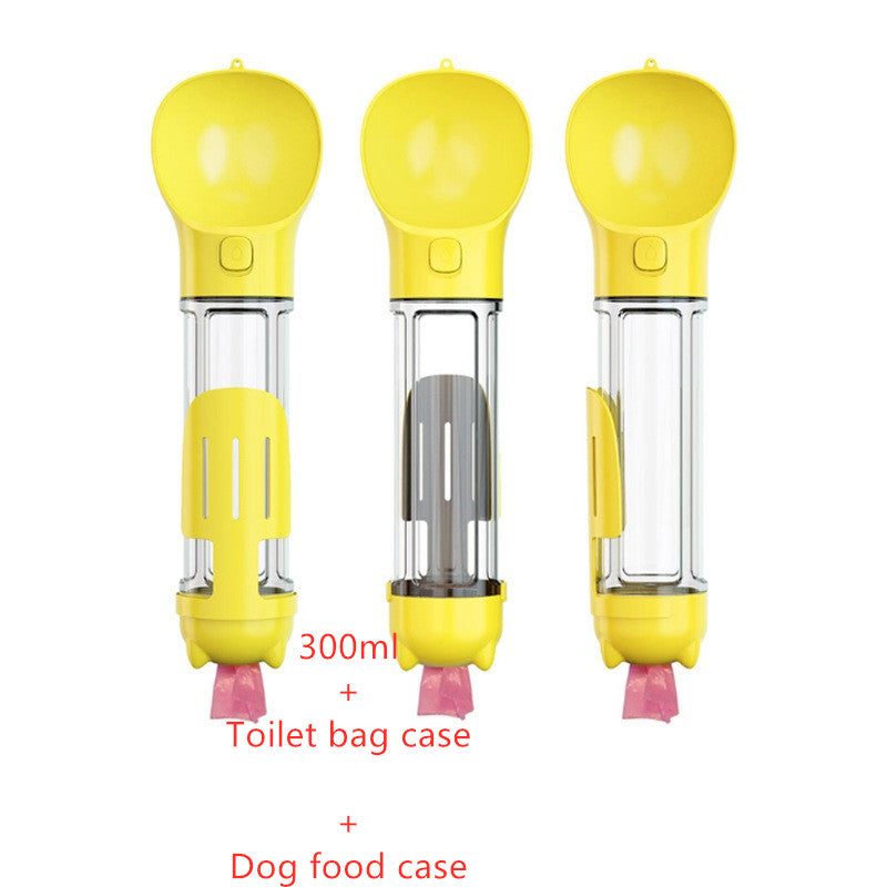 KFX-2726589 Portable 3-in-1 Dog Water Bottle with Food Container and Garbage Bag Storage