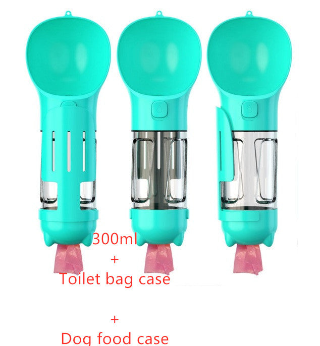 KFX-2726589 Portable 3-in-1 Dog Water Bottle with Food Container and Garbage Bag Storage