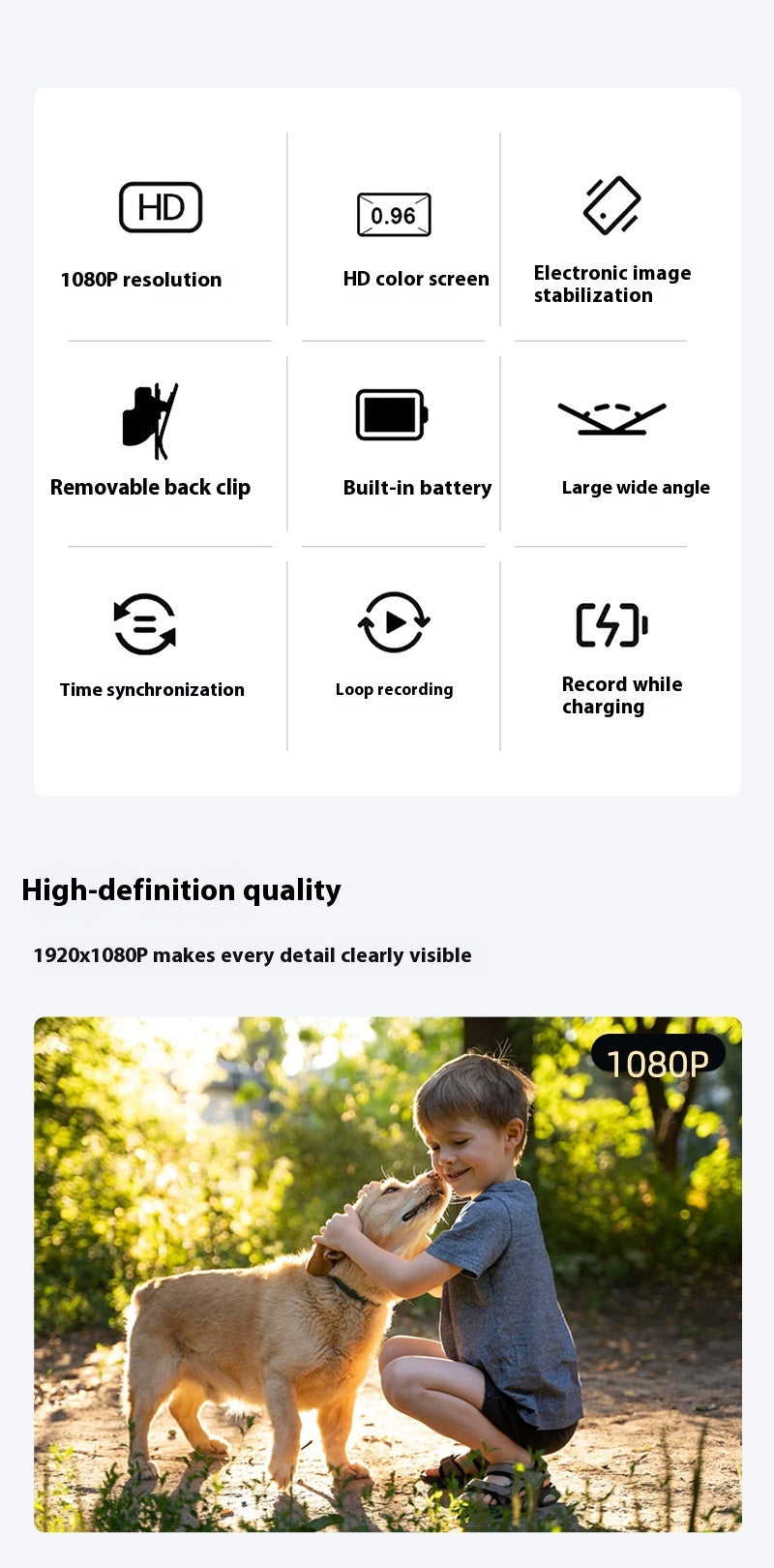 KFX-2729789 Mini HD Pet Thumb Camera with Magnetic Design, 1080P Video Recording, and Photo Capture