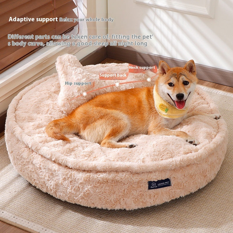 KFX-2730557 Round Nest Pet Bed with Removable Washable Cover in Milk Tea Color