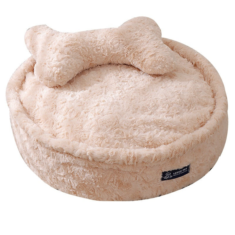 KFX-2730557 Round Nest Pet Bed with Removable Washable Cover in Milk Tea Color
