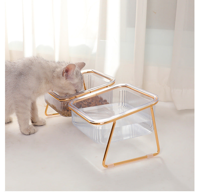 KFX-2730685 Elevated Transparent Cat Bowl with Neck Guard - Single and Double Options Available