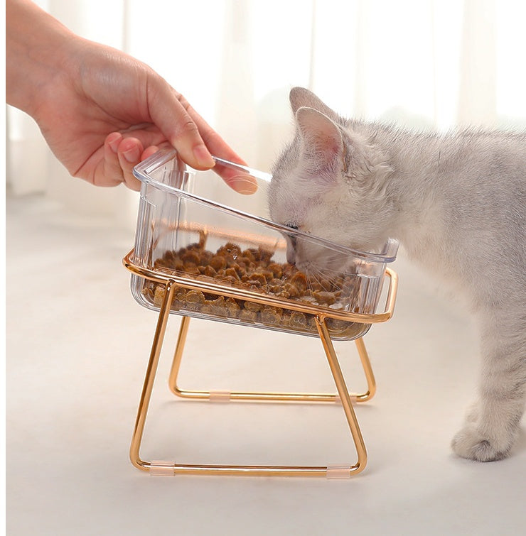 KFX-2730685 Elevated Transparent Cat Bowl with Neck Guard - Single and Double Options Available