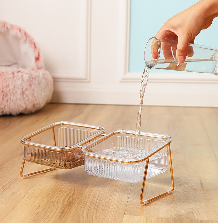KFX-2730685 Elevated Transparent Cat Bowl with Neck Guard - Single and Double Options Available