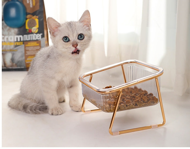 KFX-2730685 Elevated Transparent Cat Bowl with Neck Guard - Single and Double Options Available