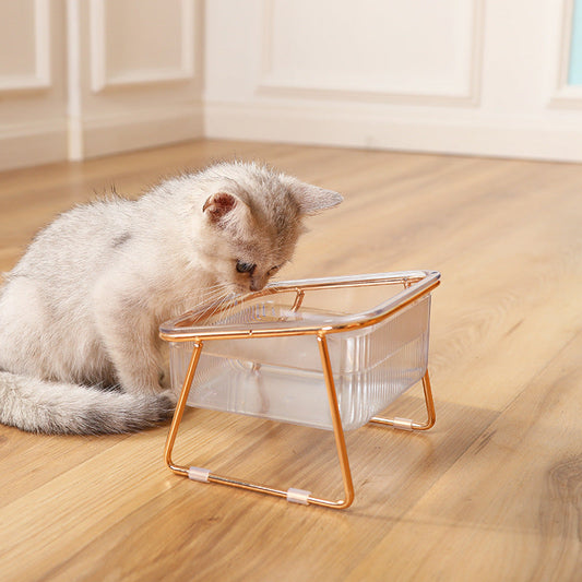 KFX-2730685 Elevated Transparent Cat Bowl with Neck Guard - Single and Double Options Available