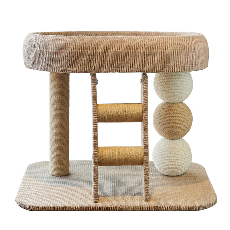 KFX-2731965 Small Inclined Cat Nest with Hemp Rope Scratching Post and Chamfer Design