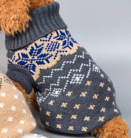 KFX-2734269 Cute Minimalist Pet Dog Sweater in Beige and Gray - Comfortable Wool Fabric for All Sizes
