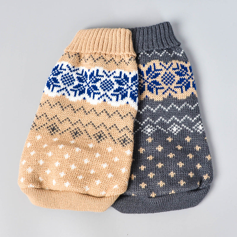 KFX-2734269 Cute Minimalist Pet Dog Sweater in Beige and Gray - Comfortable Wool Fabric for All Sizes