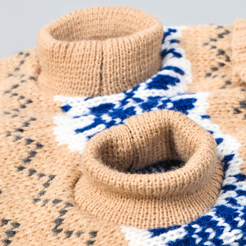 KFX-2734269 Cute Minimalist Pet Dog Sweater in Beige and Gray - Comfortable Wool Fabric for All Sizes