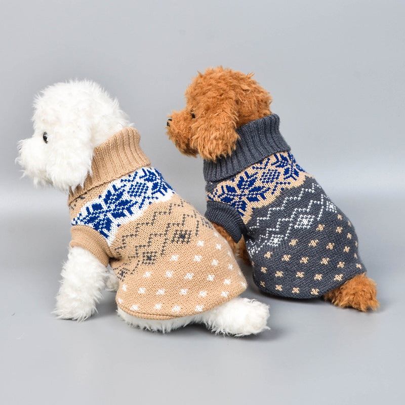 KFX-2734269 Cute Minimalist Pet Dog Sweater in Beige and Gray - Comfortable Wool Fabric for All Sizes