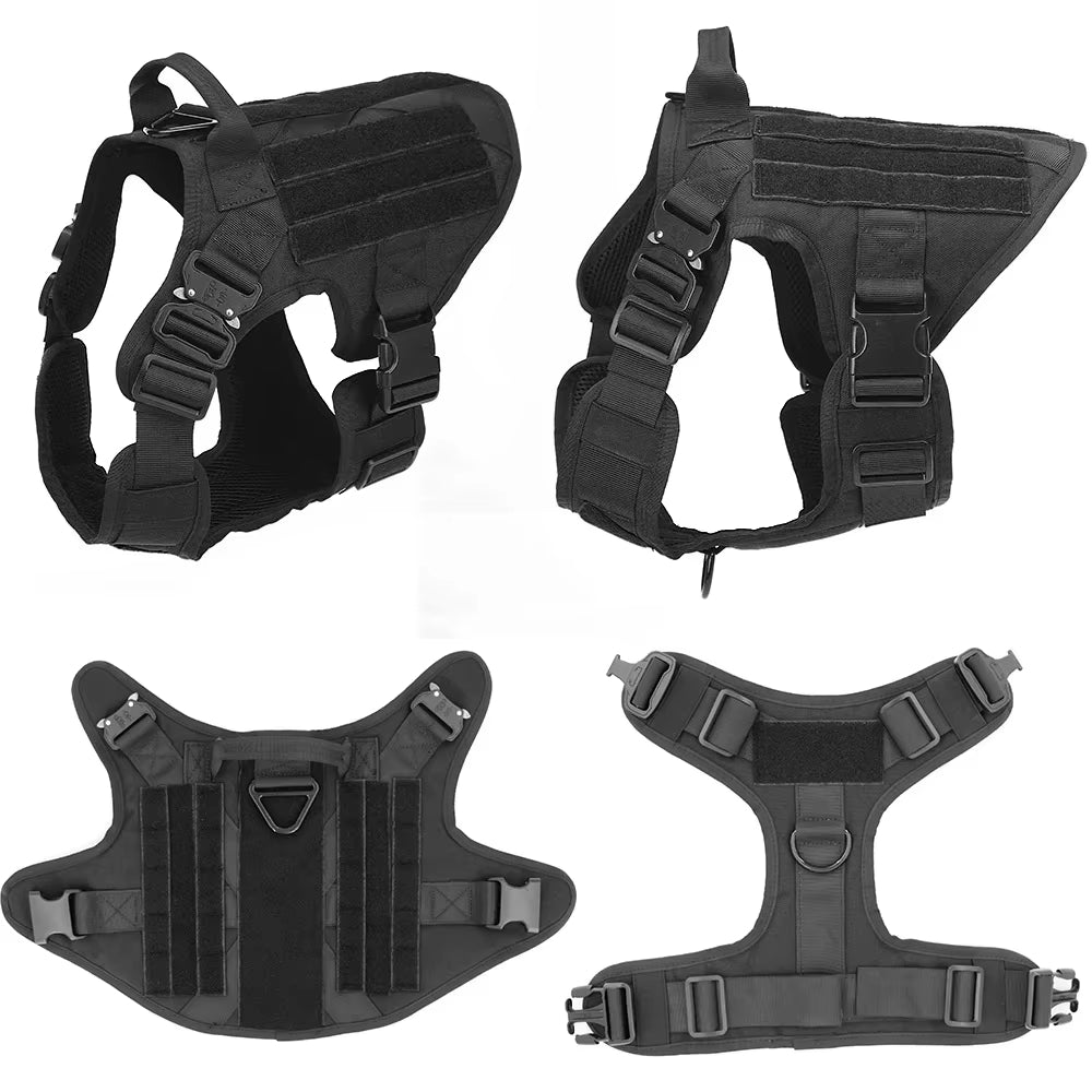 KFX-2735549 Tactical Camouflage Dog Harness and 1000D Nylon Leash Set for Training and Walking