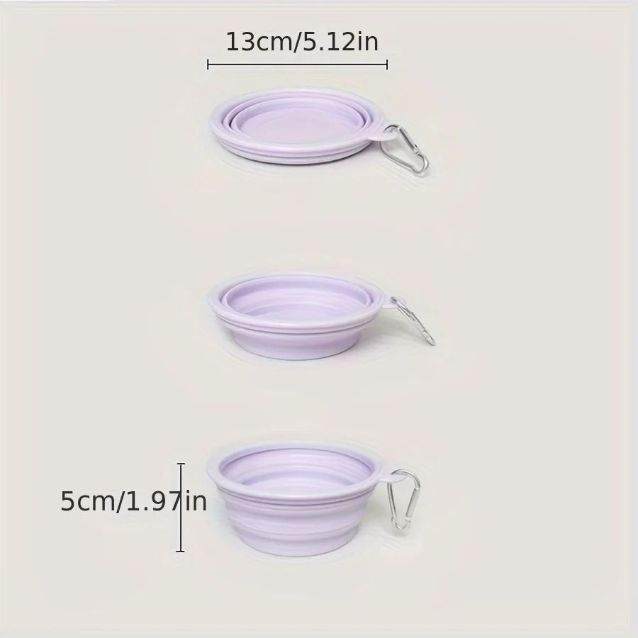 KFX-2736445 Portable Macaron Color Silicone Folding Pet Bowl for Food and Water – Lightweight Travel Feeding Container