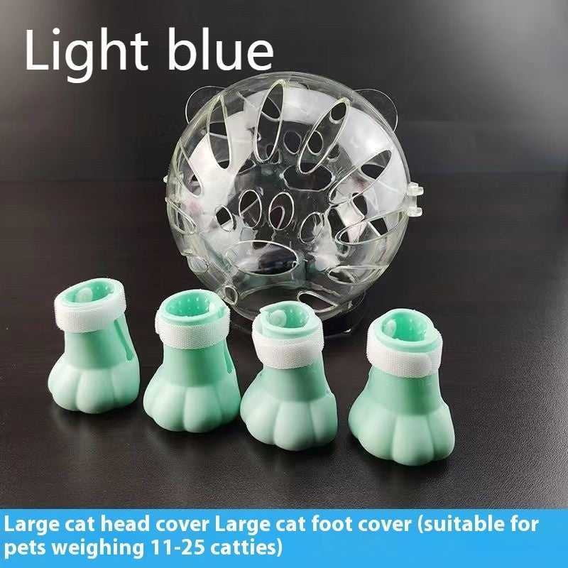 KFX-2740413 Cat Anti-Licking Space Head Cover with Foot Covers for All Seasons