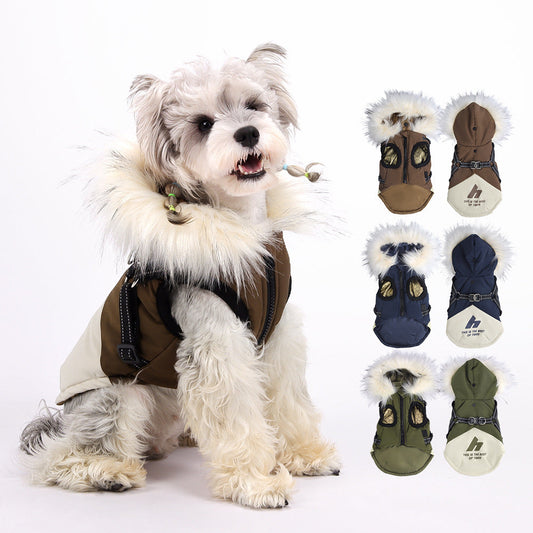 KFX-2740797 Sapphire Blue Velvet Cold Protection Shell Jacket for Dogs, Sizes S-3XL
