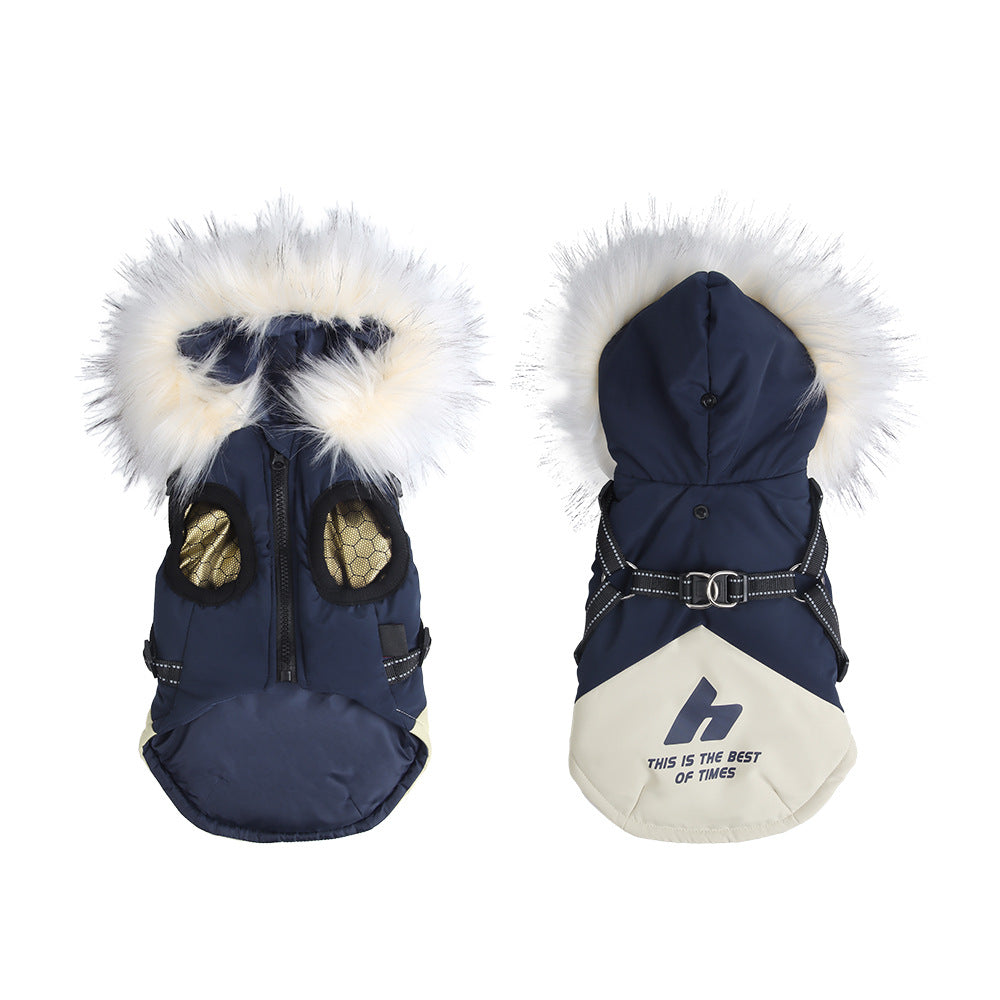 KFX-2740797 Sapphire Blue Velvet Cold Protection Shell Jacket for Dogs, Sizes S-3XL