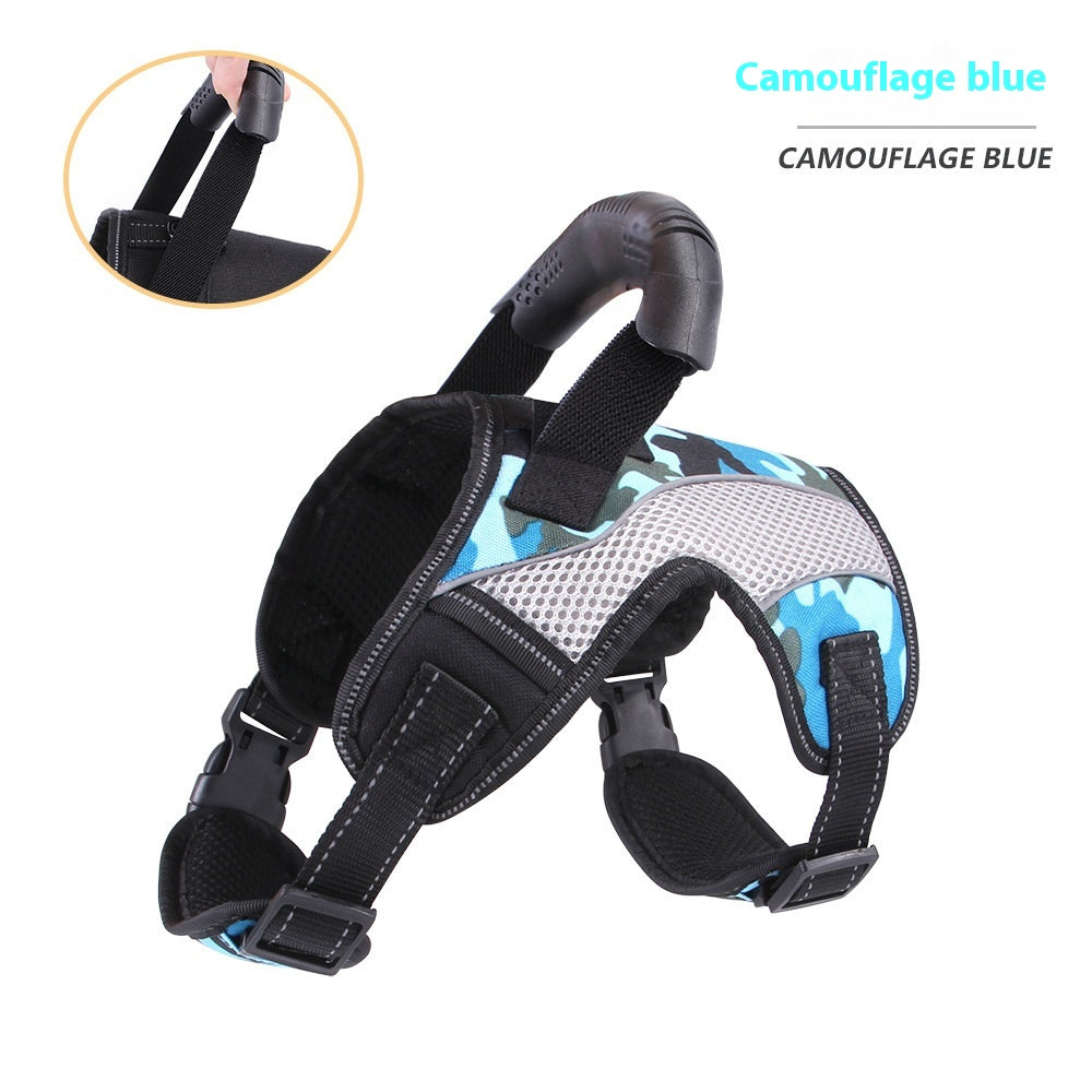KFX-2741309 Breathable Anti-Pulling Pet Harness for Medium to Large Dogs - Red, Black, Camouflage Blue