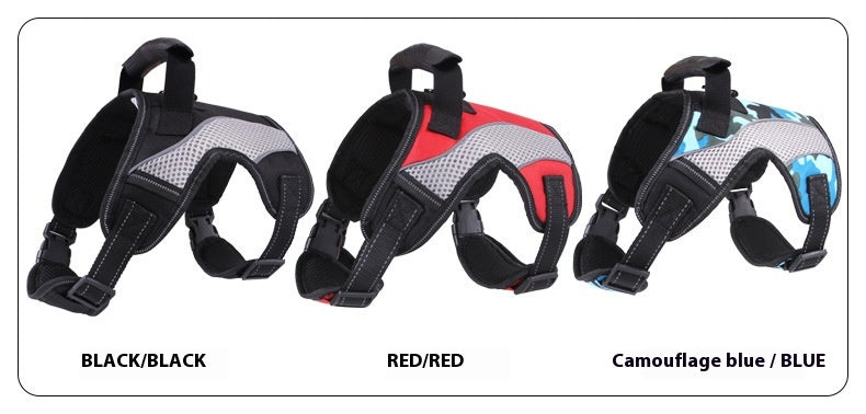 KFX-2741309 Breathable Anti-Pulling Pet Harness for Medium to Large Dogs - Red, Black, Camouflage Blue
