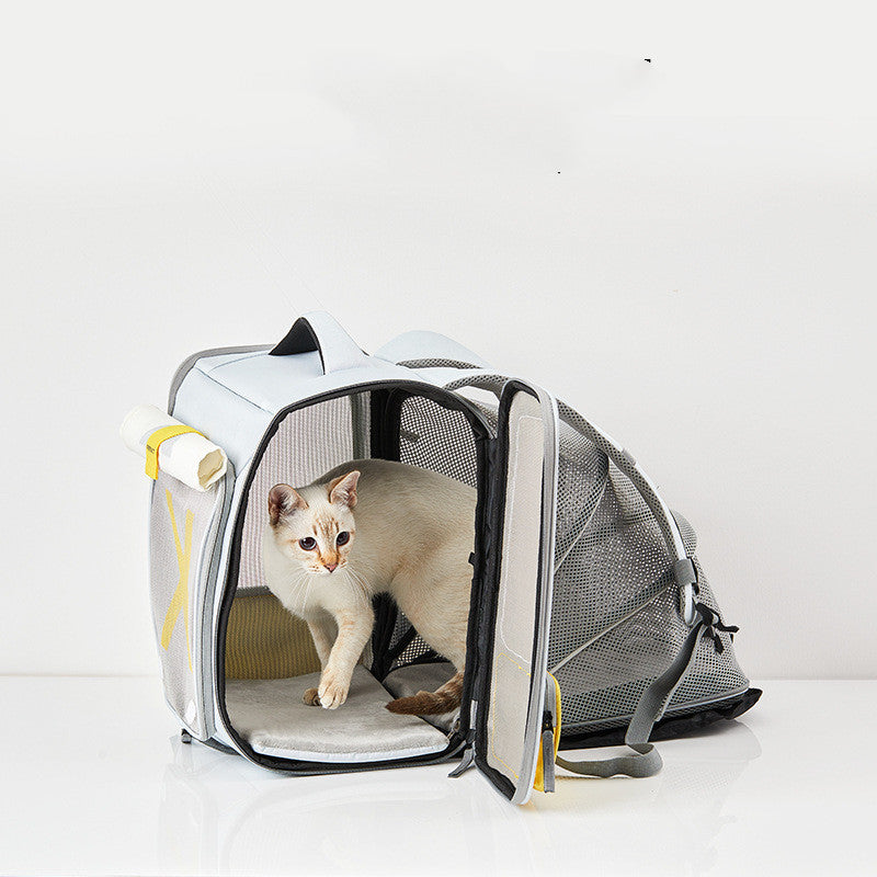 KFX-2744253 Expandable Travel Backpack for Pets - Portable Space Capsule with Breathable Design