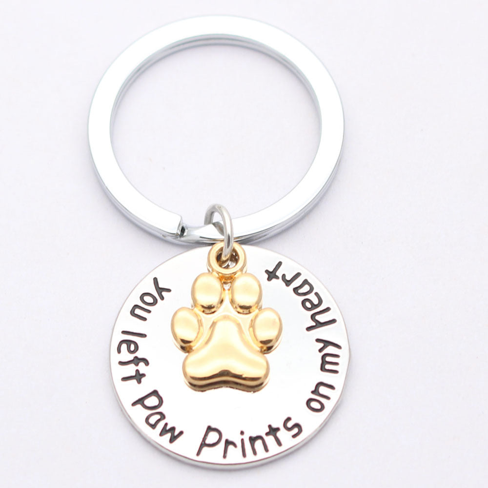 KFX-2744637 Paw Print Necklace in Electroplated White and Yellow Alloy