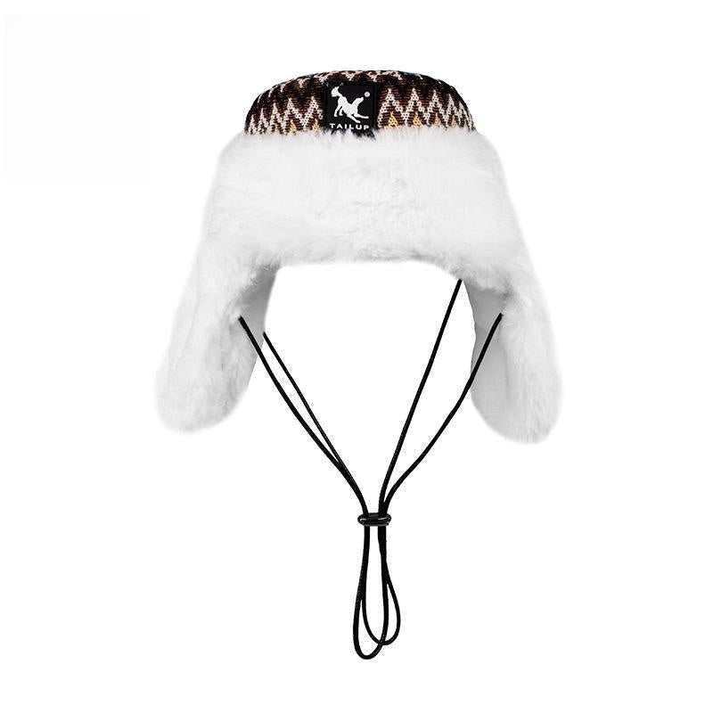 KFX-2746813 Cozy Striped Cotton Fleece Hat in Jacquard Red and Flower Basket Patterns for Winter