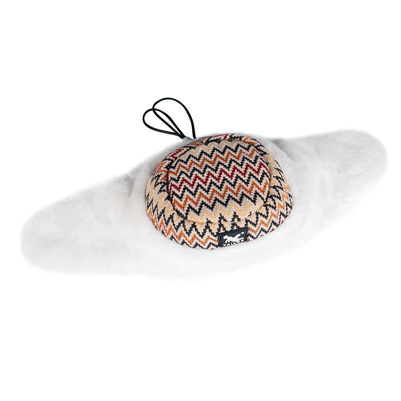 KFX-2746813 Cozy Striped Cotton Fleece Hat in Jacquard Red and Flower Basket Patterns for Winter