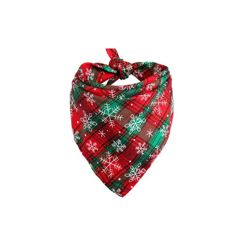 KFX-2748349 Plaid Cotton Christmas Triangular Dog Scarf - Available in 6 Colors, Size 44x44cm